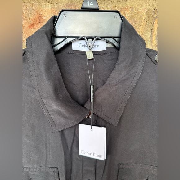 Calvin Klein Cinch Waist Black Knee Length Dress Women’s Size 14 MSRP $129 NWT - Picture 2 of 4